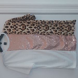 Shein Mens Leopard Panel Contrast Sequins Tee